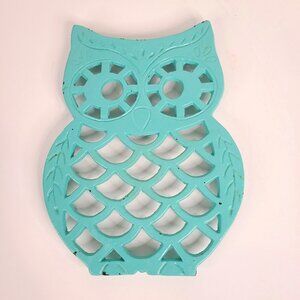 Cast Iron Turquoise Owl Trivet